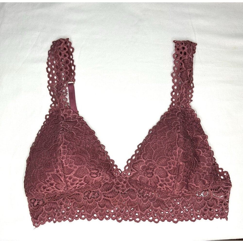Charlotte Russe Lace Wireless Bralette Bra Top Womens L Mauve Pink Coquette Soft